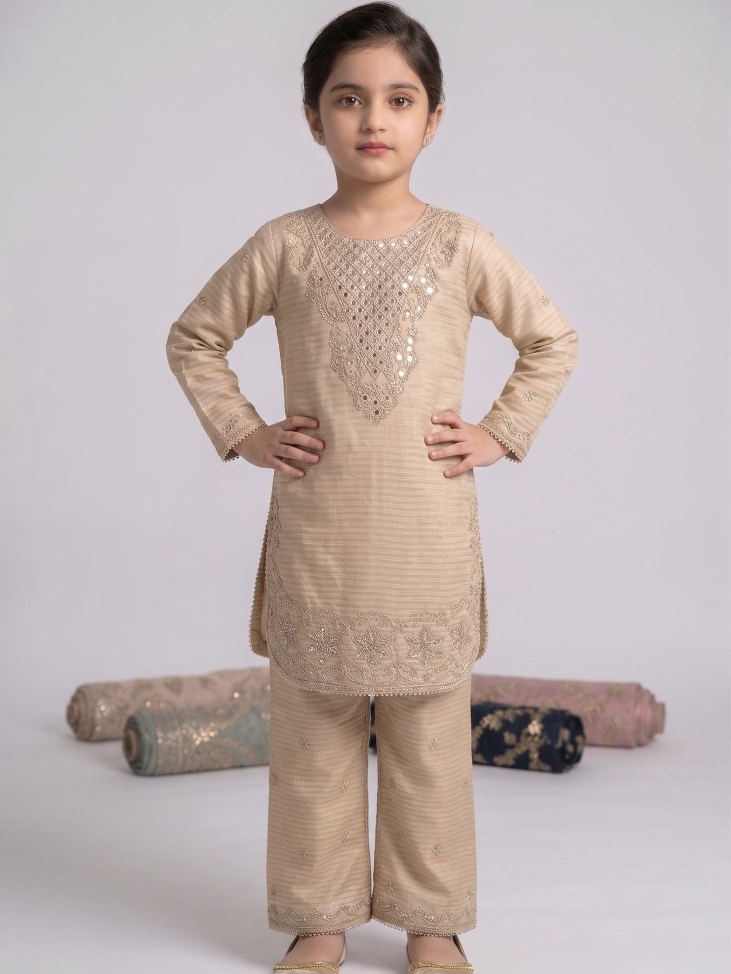 Ivory Lumira Cotton Embroidered Stitched 2-Piece Suit-Ivory