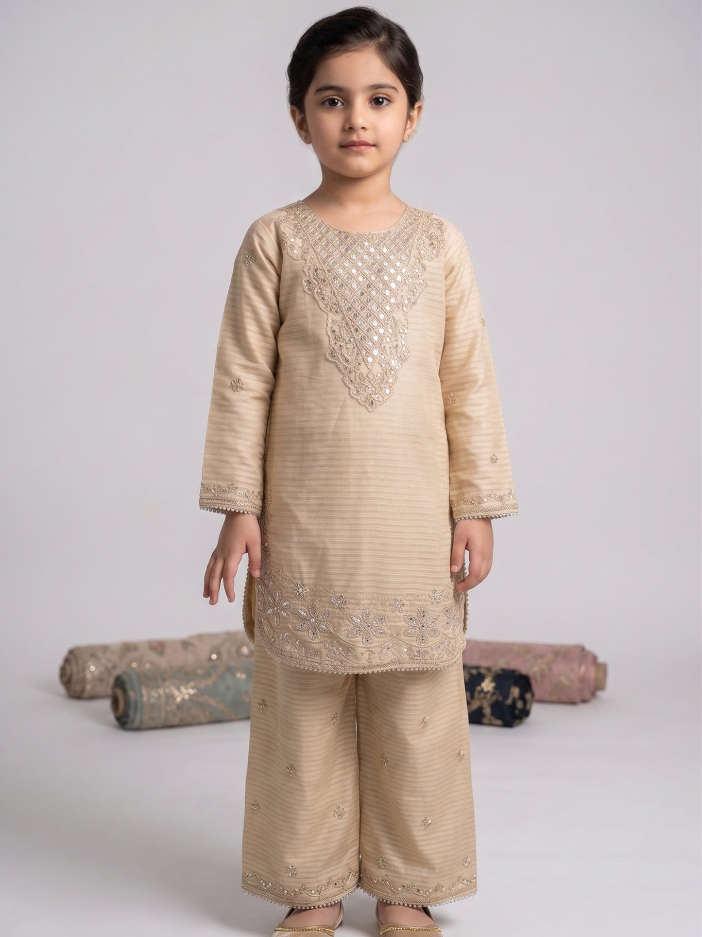 Ivory Lumira Cotton Embroidered Stitched 2-Piece Suit-Ivory
