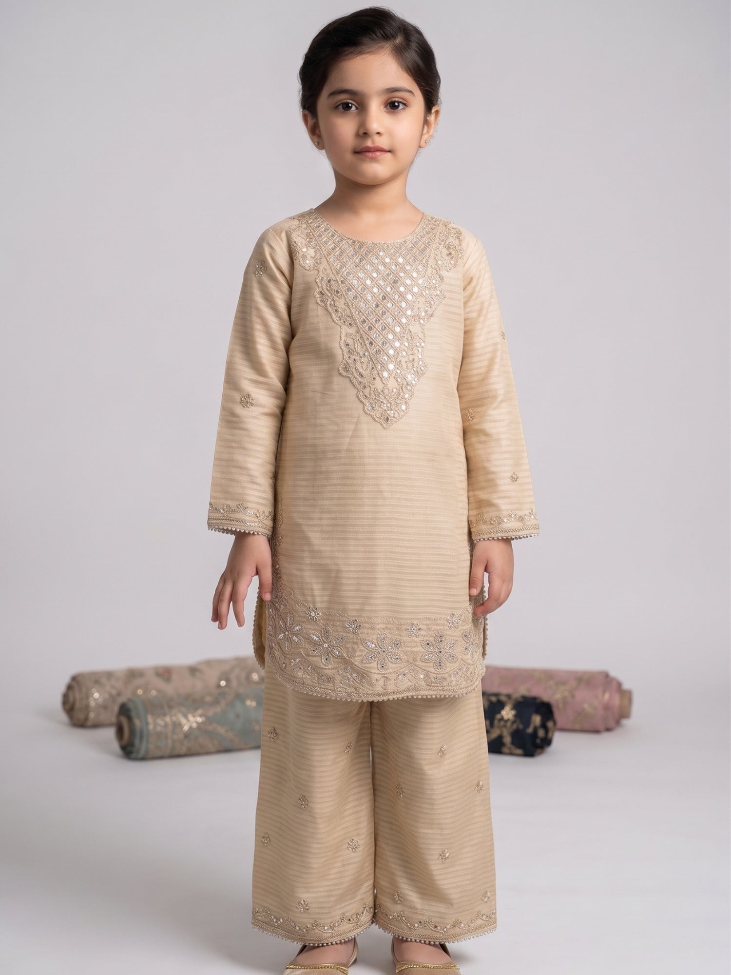 Ivory Lumira Cotton Embroidered Stitched 2-Piece Suit-Ivory