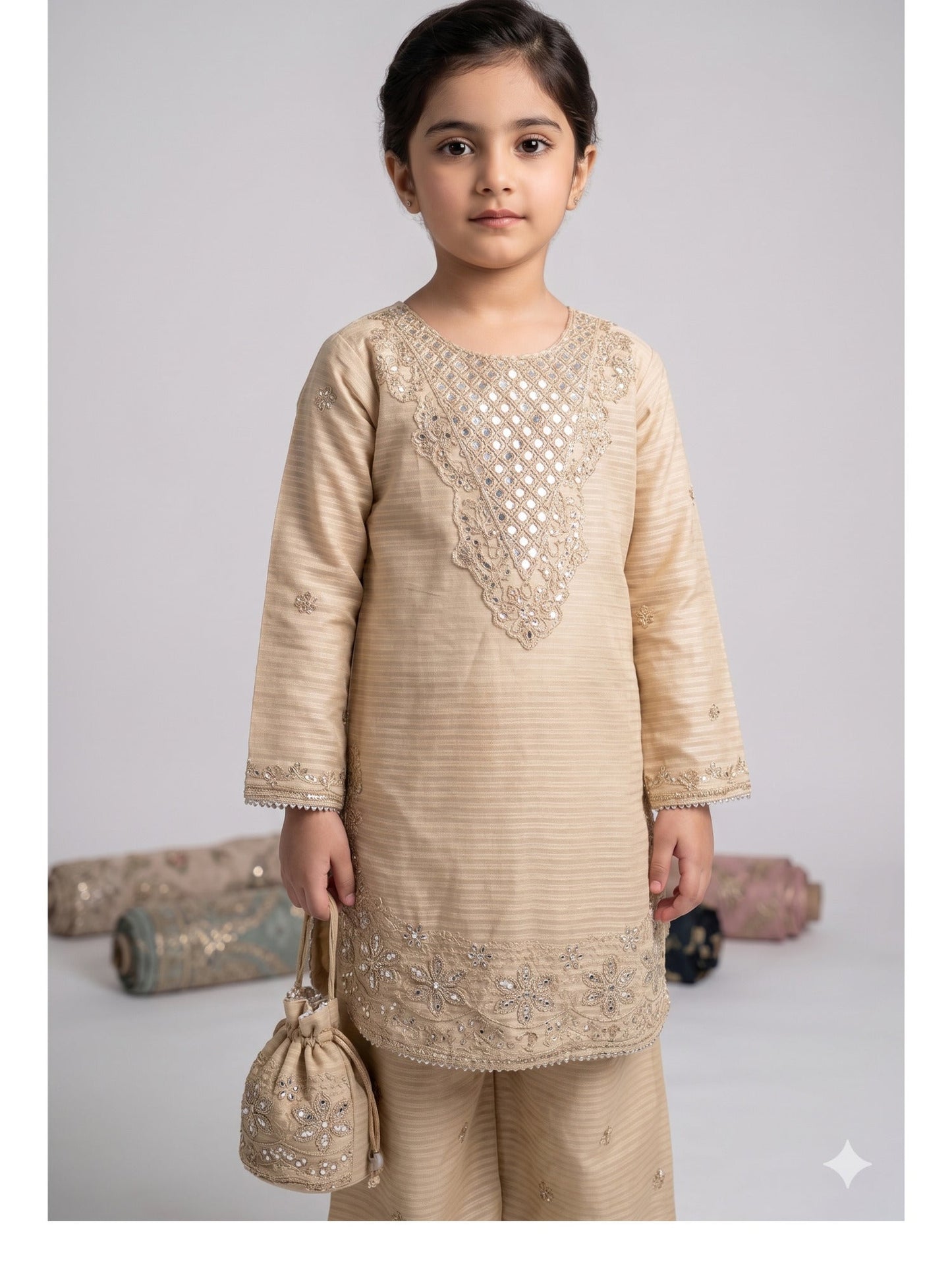 Ivory Lumira Cotton Embroidered Stitched 2-Piece Suit-Ivory