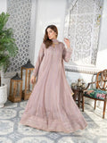 Lilac Manahil Arts Chiffon Embroidered Stitched 3-Piece Maxi-Kurti 106-Lilac