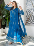 Manahil Arts Chiffon Embroidered Stitched 3-Piece Maxi-Kurti 106-Zinc