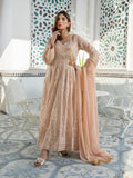 Peach Manahil Arts Chiffon Embroidered Stitched 3-Piece Suit-Kurti 105-Peach