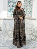 Black Manahil Arts Chiffon Embroidered Stitched 3-Piece Suit-Kurti 105-Black