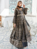 Black Manahil Arts Chiffon Embroidered Stitched 3-Piece Suit-Kurti 105-Black