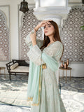 Manahil Arts Chiffon Embroidered Stitched 3-Piece Suit-Kurti 105-Aqua