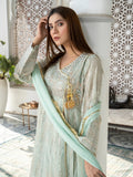 Manahil Arts Chiffon Embroidered Stitched 3-Piece Suit-Kurti 105-Aqua