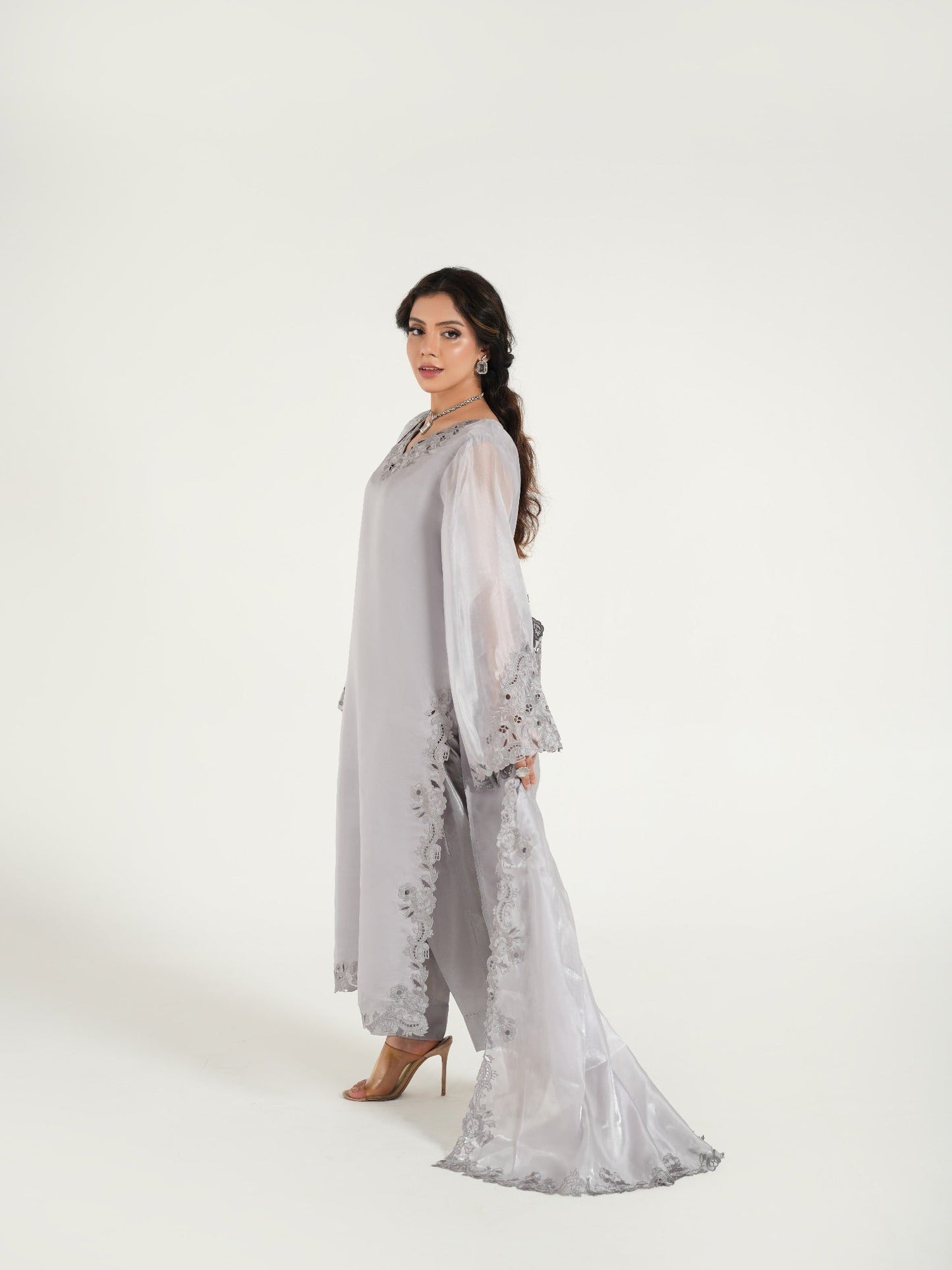 Grey-Arshman's Sheesha Silk Embroidered Stitched 3-Piece Suit-ARS-036 Grey Aura
