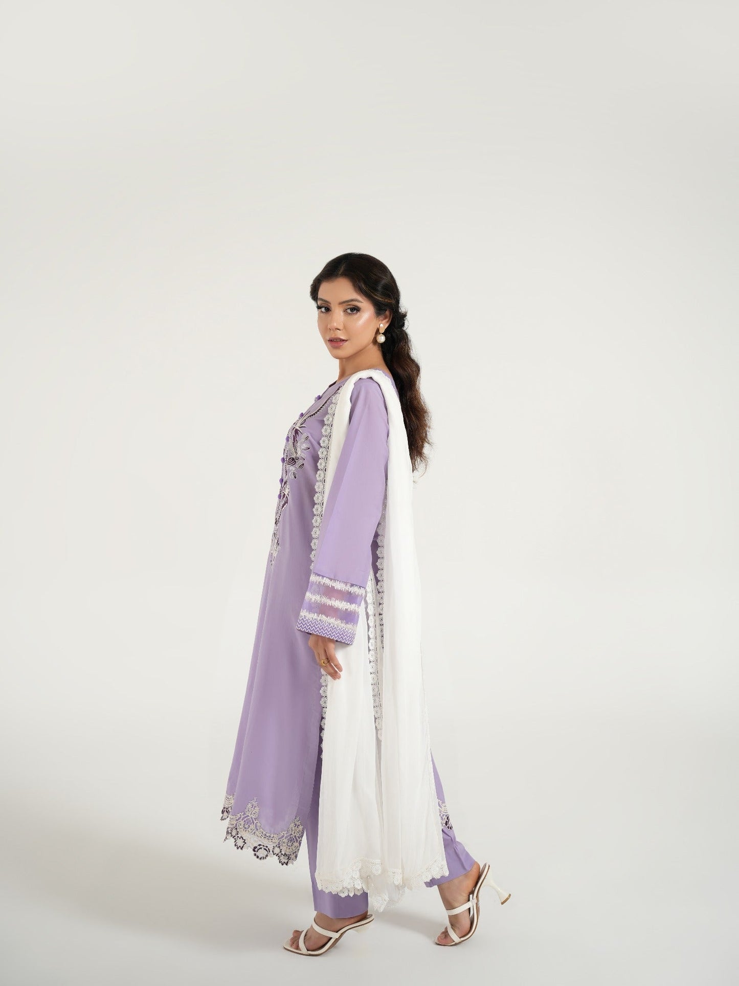 Purple-Arshman's Lawn Embroidered Stitched 3-Piece Suit-ARS-037 Lavender Muse