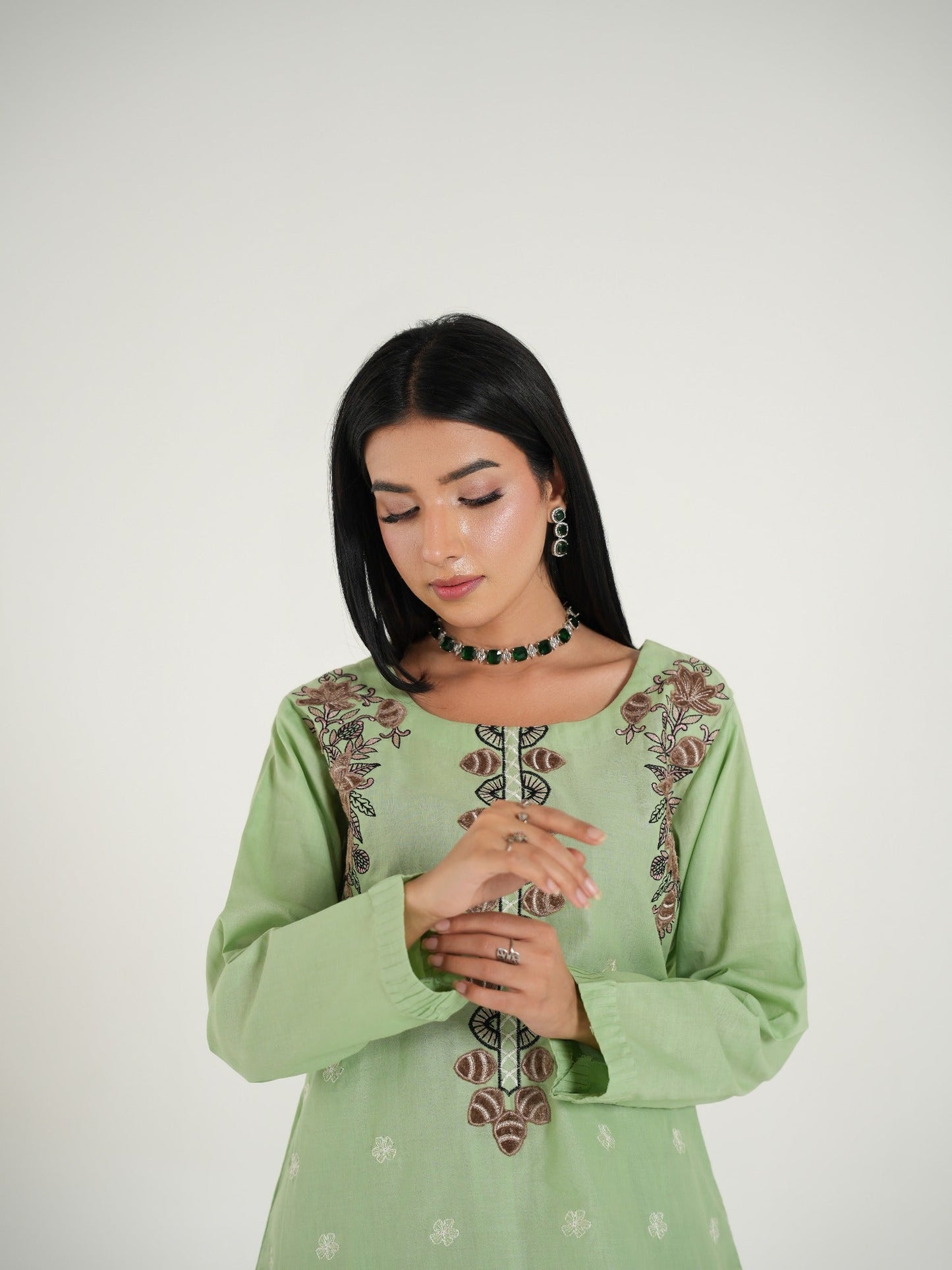 Arshman's Lawn Embroidered Stitched 2-Piece Suit-ARS-038 Mint Breeze