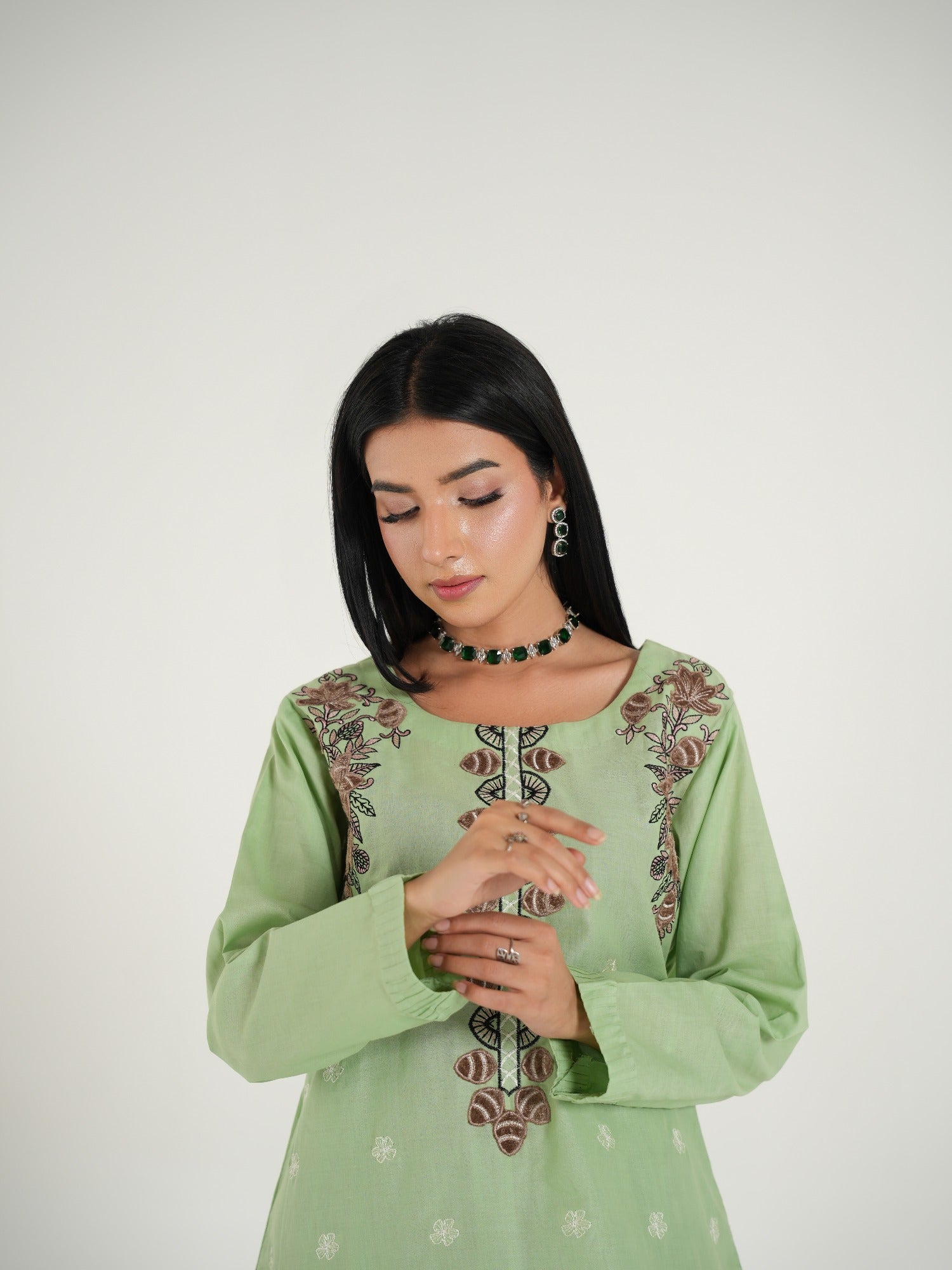 Arshman's Lawn Embroidered Stitched 2-Piece Suit-ARS-038 Mint Breeze