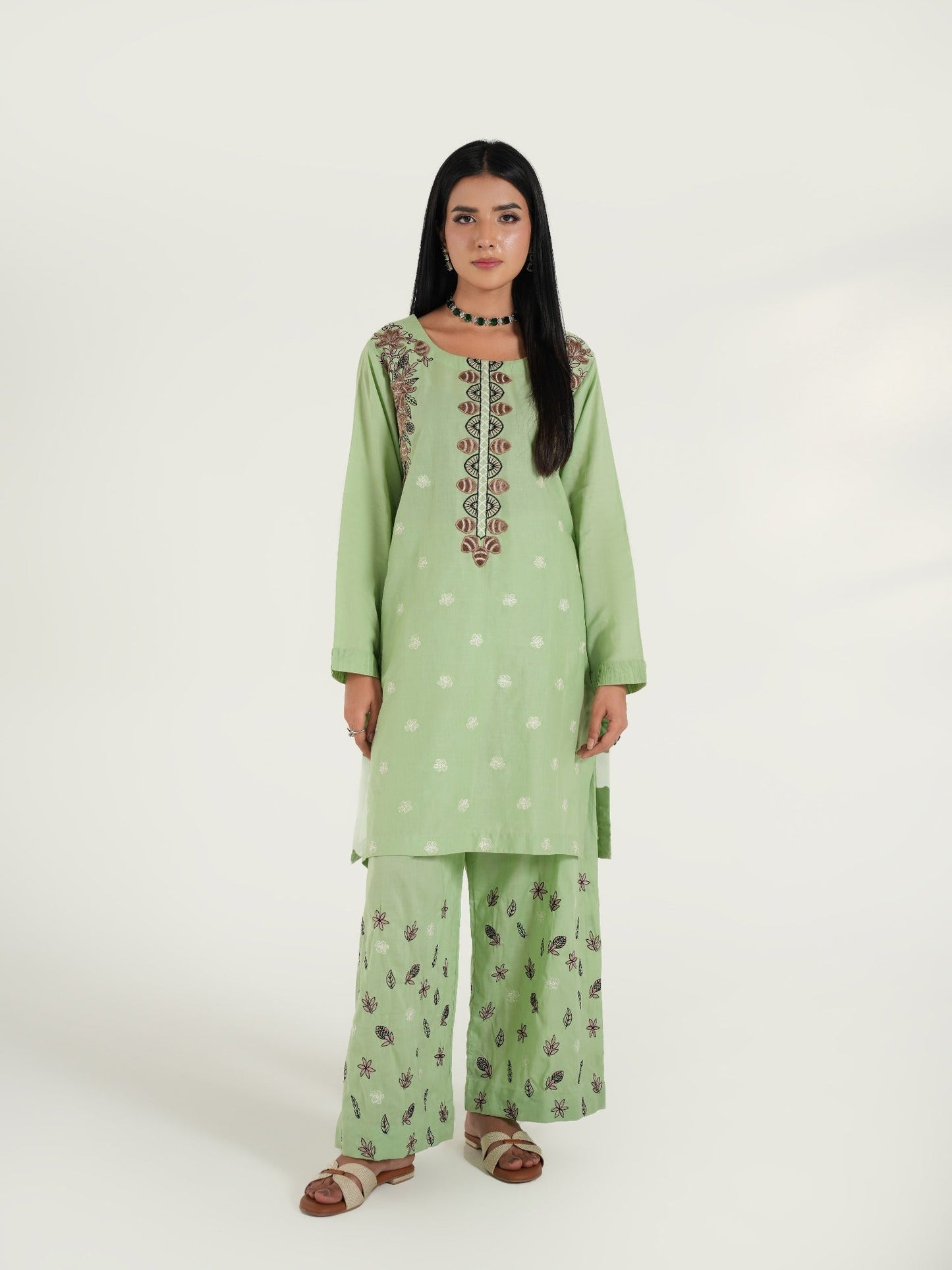Arshman's Lawn Embroidered Stitched 2-Piece Suit-ARS-038 Mint Breeze