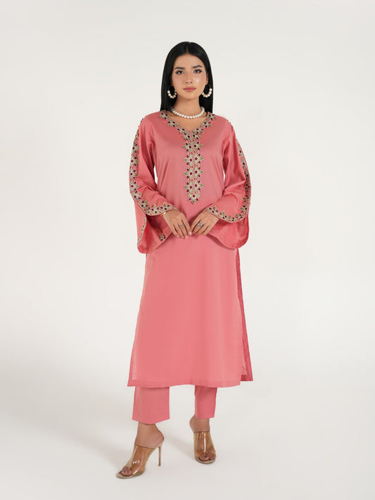 Pink-Arshman's Lawn Embroidered Stitched 2-Piece Suit-ARS-039 Gul e Nazuk