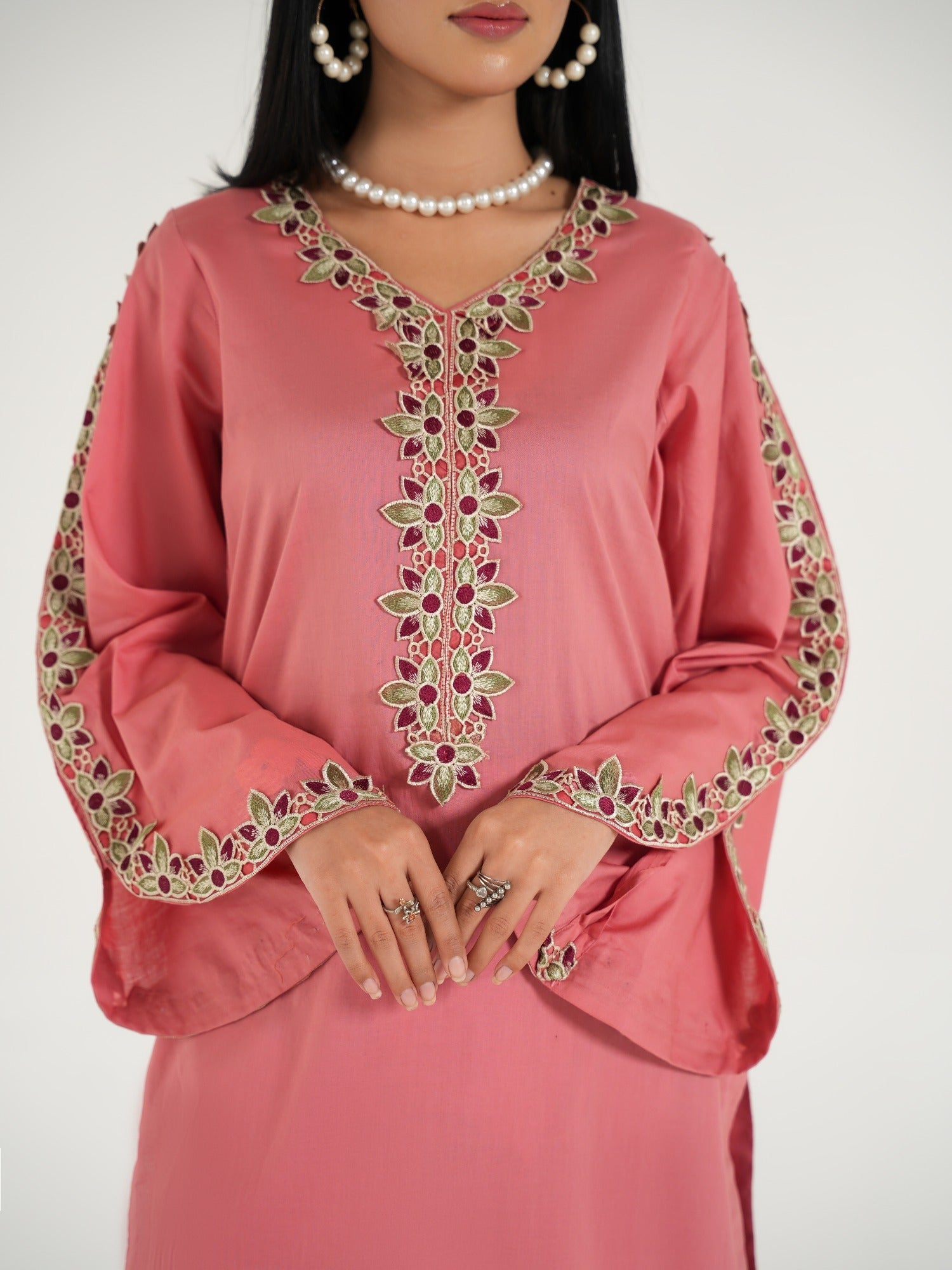 Pink-Arshman's Lawn Embroidered Stitched 2-Piece Suit-ARS-039 Gul e Nazuk