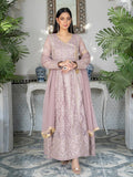 Lilac Manahil Arts Chiffon Embroidered Stitched 3-Piece Suit-Kurti 099-Lilac