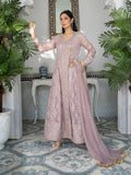 Lilac Manahil Arts Chiffon Embroidered Stitched 3-Piece Suit-Kurti 099-Lilac