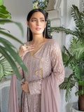 Lilac Manahil Arts Chiffon Embroidered Stitched 3-Piece Suit-Kurti 099-Lilac