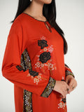 Red-Arshman's Lawn Embellished Stitched 2-Piece Suit-ARS-040 Orange Bloom
