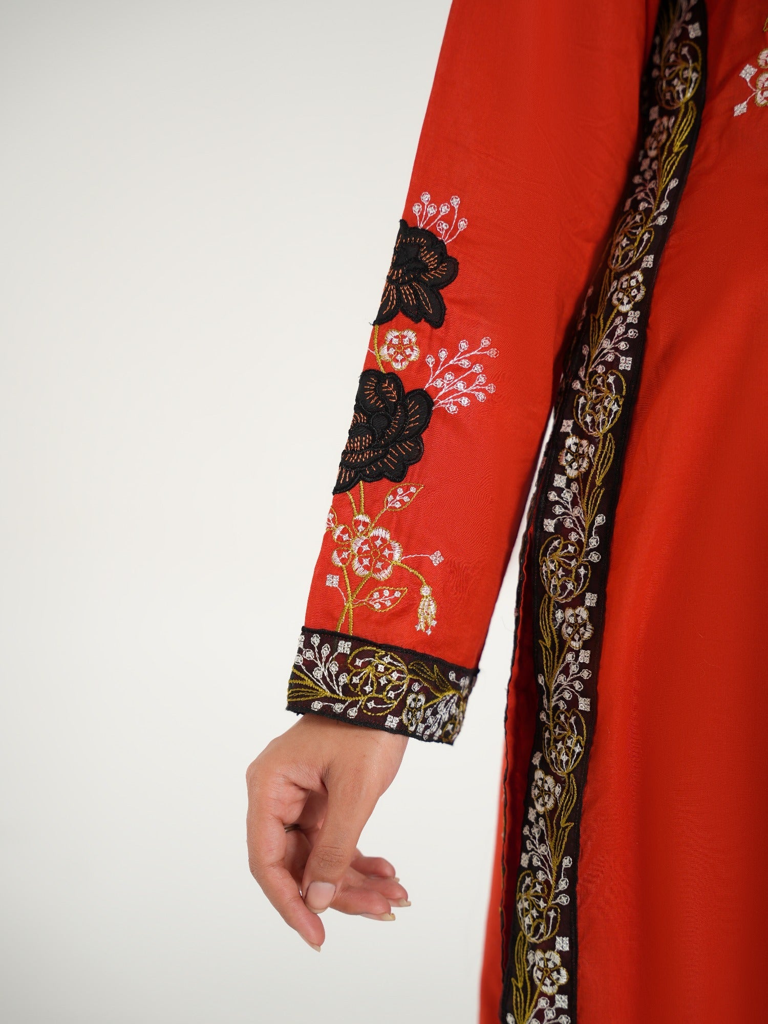 Red-Arshman's Lawn Embellished Stitched 2-Piece Suit-ARS-040 Orange Bloom