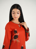 Red-Arshman's Lawn Embellished Stitched 2-Piece Suit-ARS-040 Orange Bloom