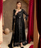 Manahil Arts Chiffon Embroidered Stitched 3-Piece Suit-Kurti-B-005-Black