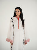 White-Arshman's Lawn Embroidered Stitched 2-Piece Suit-ARS-047 White Elegance