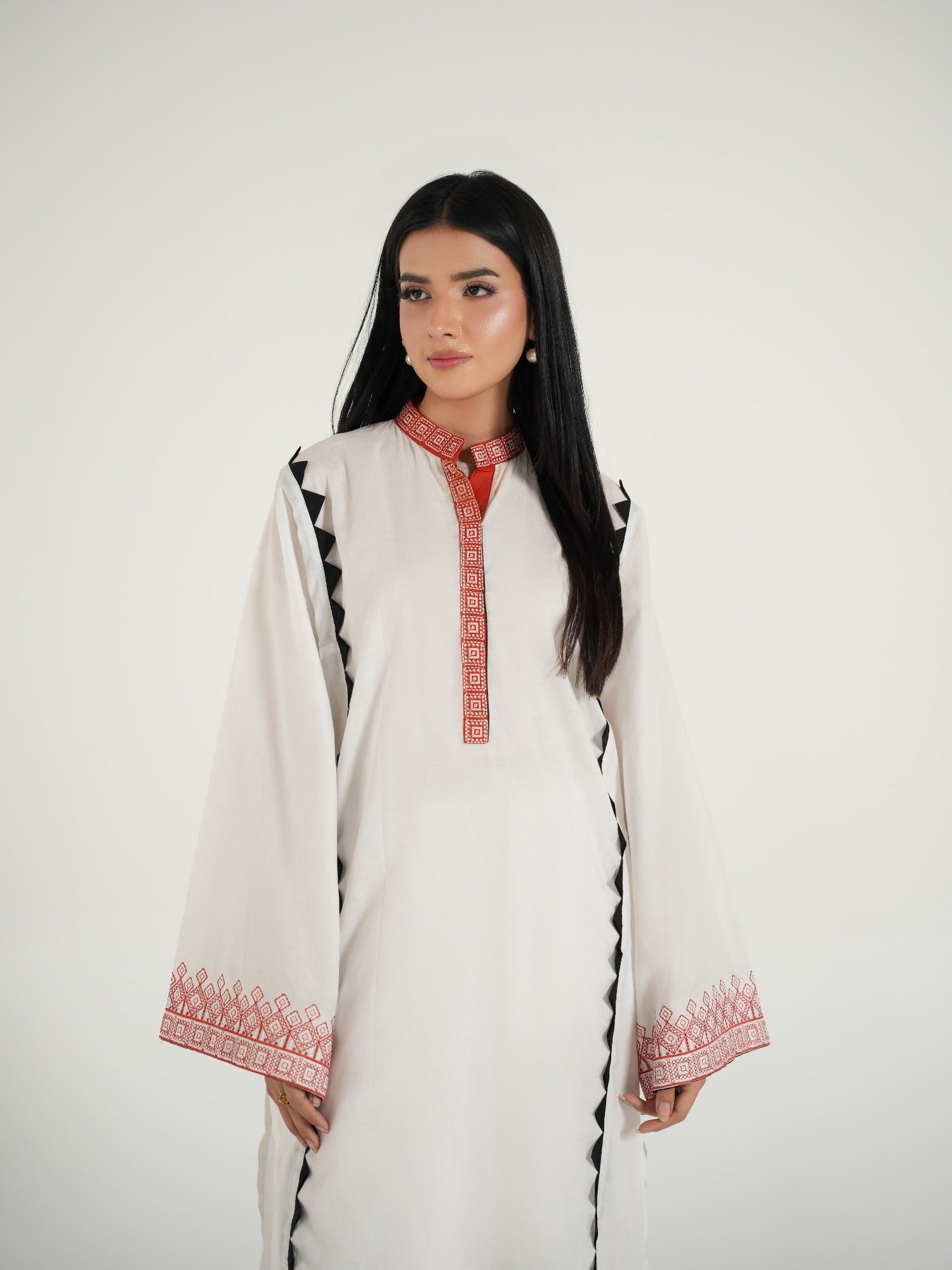 White-Arshman's Lawn Embroidered Stitched 2-Piece Suit-ARS-047 White Elegance