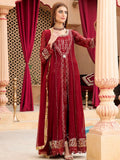 Maroon Manahil Arts Chiffon Embroidered Stitched 3-Piece Suit-Kurti-B-005-Maroon