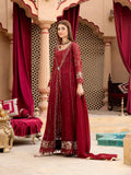 Maroon Manahil Arts Chiffon Embroidered Stitched 3-Piece Suit-Kurti-B-005-Maroon