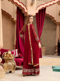 Maroon Manahil Arts Chiffon Embroidered Stitched 3-Piece Suit-Kurti-B-005-Maroon