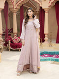 Lilac Manahil Arts Chiffon Embroidered Stitched 3-Piece Suit-Kurti-B-005-Lilac