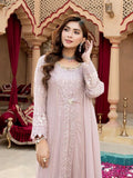 Lilac Manahil Arts Chiffon Embroidered Stitched 3-Piece Suit-Kurti-B-005-Lilac