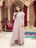 Lilac Manahil Arts Chiffon Embroidered Stitched 3-Piece Suit-Kurti-B-005-Lilac