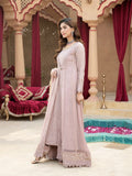 Lilac Manahil Arts Chiffon Embroidered Stitched 3-Piece Suit-Kurti-B-005-Lilac