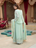 Manahil Arts Chiffon Embroidered Stitched 3-Piece Suit-Kurti-B-005-Aqua