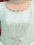 Manahil Arts Chiffon Embroidered Stitched 3-Piece Suit-Kurti-B-005-Aqua