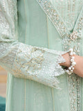 Manahil Arts Chiffon Embroidered Stitched 3-Piece Suit-Kurti-B-005-Aqua