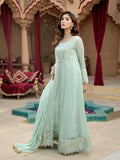Manahil Arts Chiffon Embroidered Stitched 3-Piece Suit-Kurti-B-005-Aqua