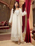 Manahil Arts Chiffon Embroidered Stitched 3-Piece Suit-Kurti-B-005-Off White