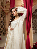 Manahil Arts Chiffon Embroidered Stitched 3-Piece Suit-Kurti-B-005-Off White