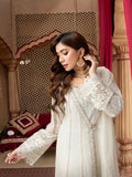 Manahil Arts Chiffon Embroidered Stitched 3-Piece Suit-Kurti-B-005-Off White