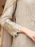 Manahil Arts Chiffon Embroidered Stitched 3-Piece Suit-Kurti-B-005-Sand