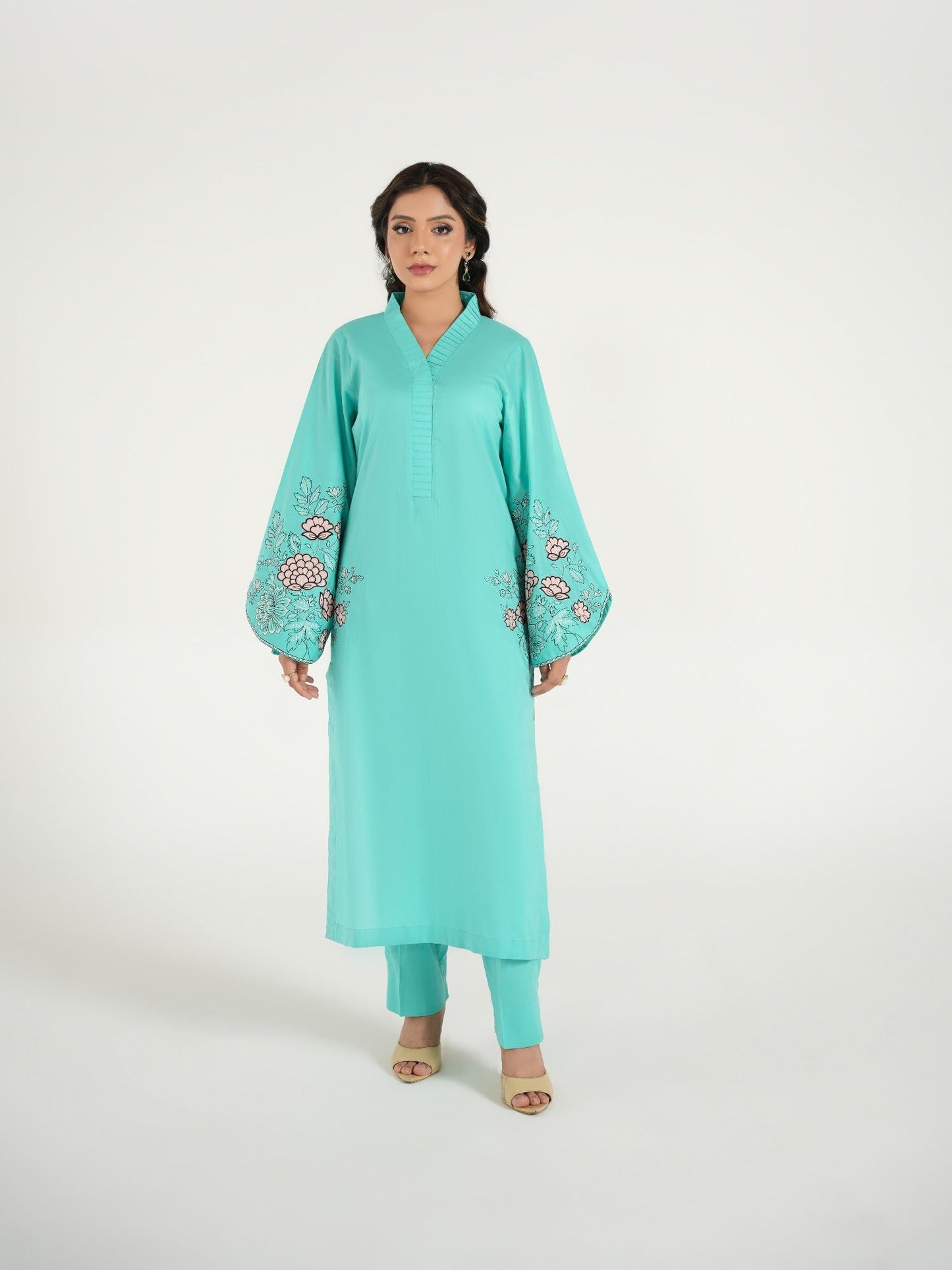 Blue-Arshman's Lawn Embroidered Stitched 2-Piece Suit-ARS-041-Sky Glow