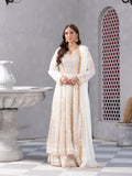 Manahil Arts Net Embroidered Stitched 3-Piece Suit-Kurti-B-002-Off White