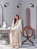 Manahil Arts Net Embroidered Stitched 3-Piece Suit-Kurti-B-002-Off White