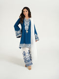 Blue--Arshman's Lawn Embroidered Stitched 3-Piece Suit-ARS-042-Ivory Glow