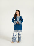 Blue--Arshman's Lawn Embroidered Stitched 3-Piece Suit-ARS-042-Ivory Glow