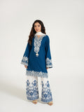 Blue--Arshman's Lawn Embroidered Stitched 3-Piece Suit-ARS-042-Ivory Glow