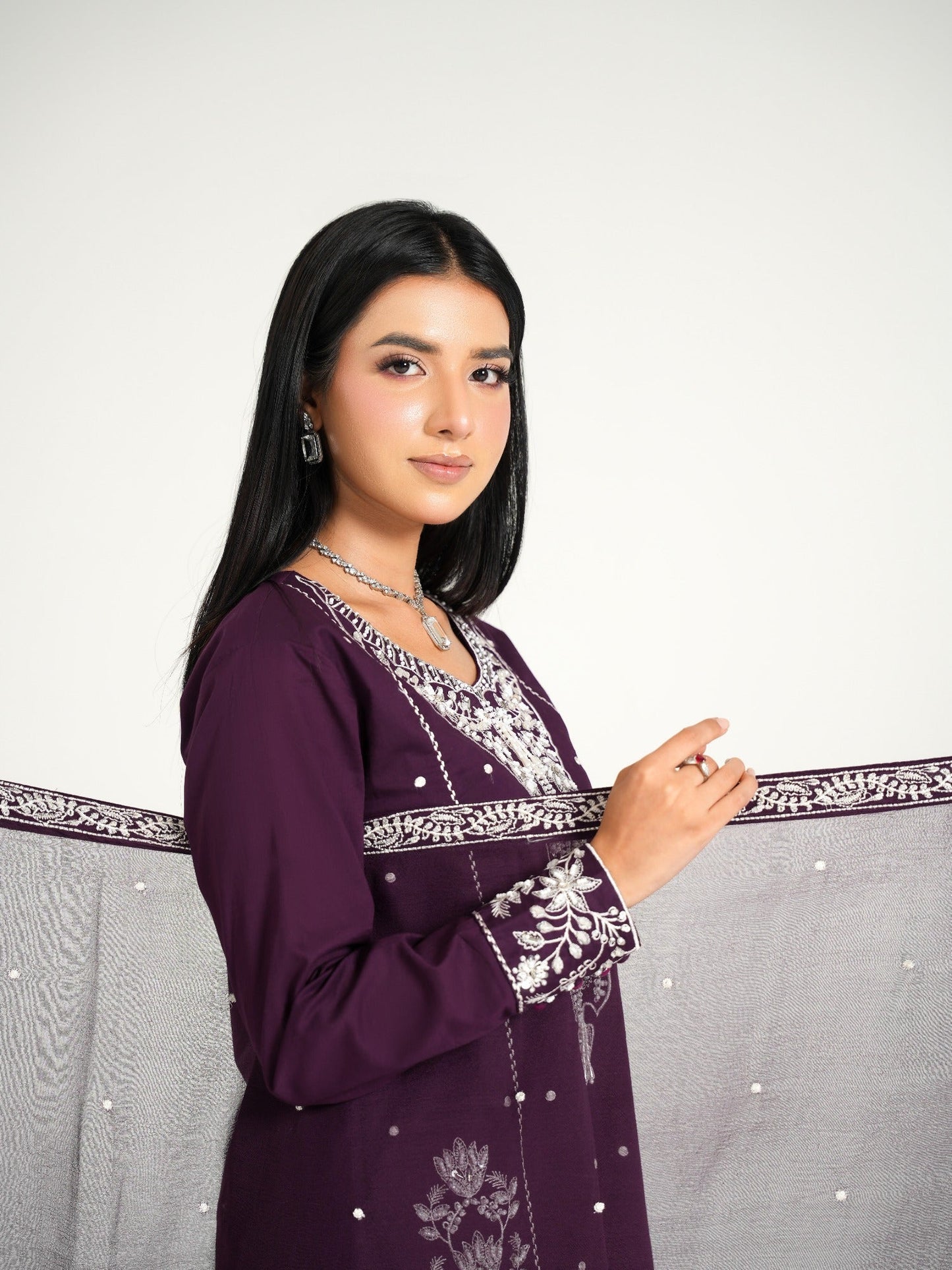 Purple-Arshman's Lawn Embroidered Stitched 3-Piece Suit-ARS-043-Royal Touch