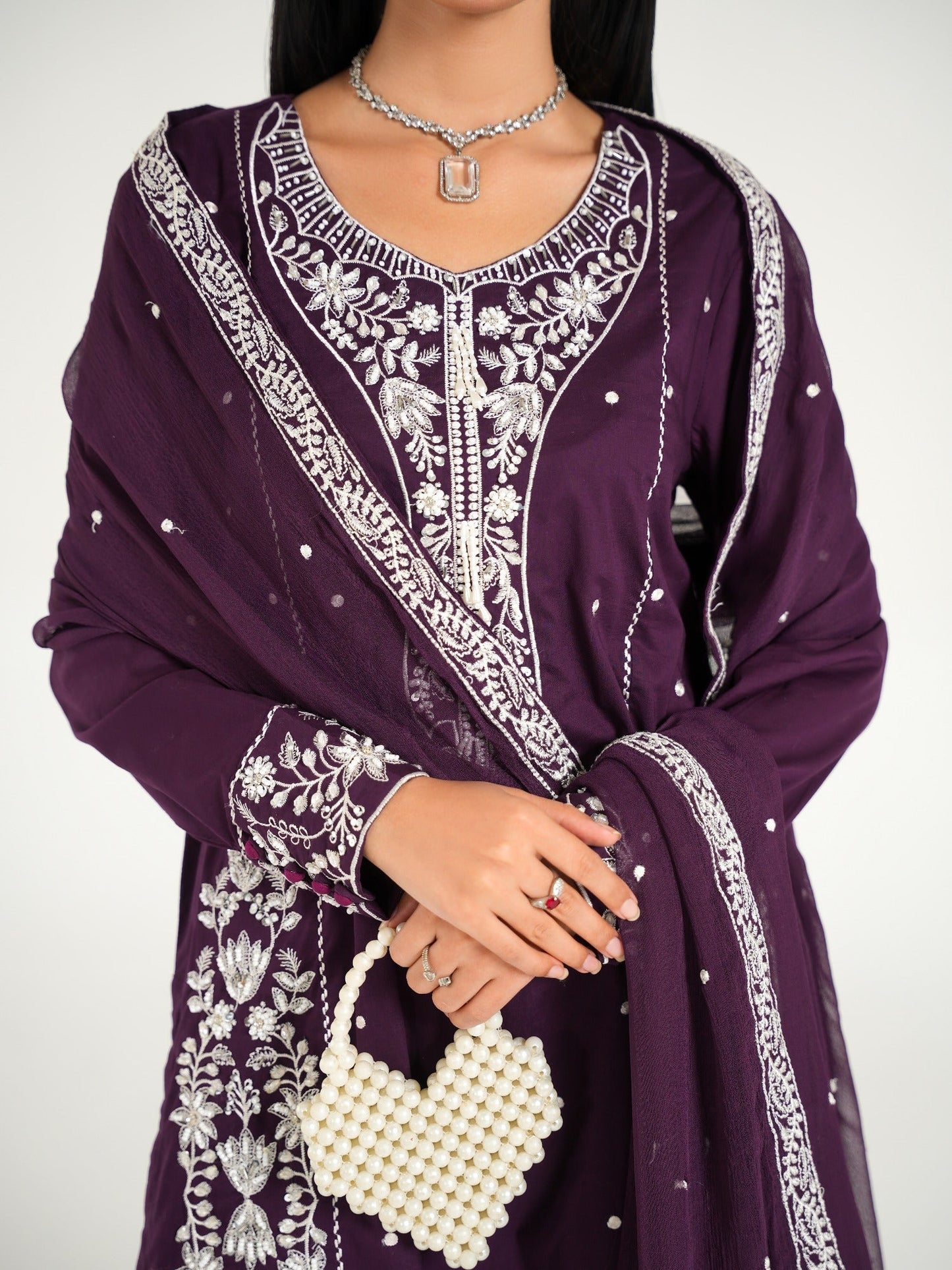 Purple-Arshman's Lawn Embroidered Stitched 3-Piece Suit-ARS-043-Royal Touch